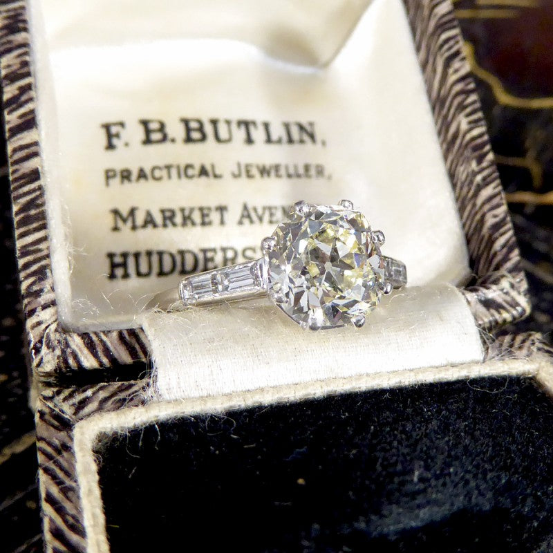Antique Art Deco 2.57ct Old Mine Cut Diamond Engagement Ring