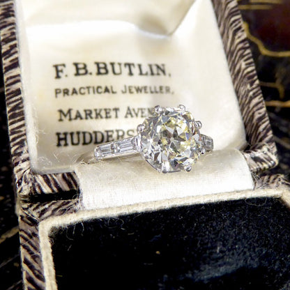 Antique Art Deco 2.57ct Old Mine Cut Diamond Engagement Ring
