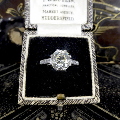 Antique Art Deco 2.57ct Old Mine Cut Diamond Engagement Ring