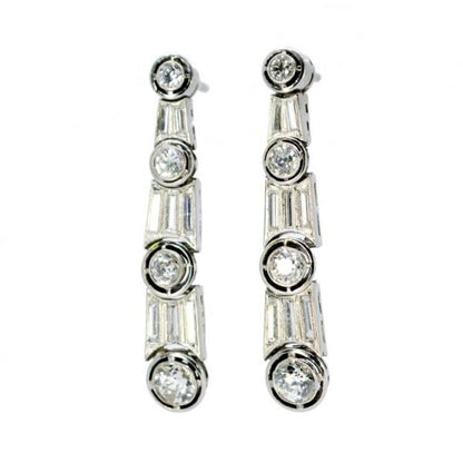 Antique Art Deco 3ct Diamond Platinum Earrings