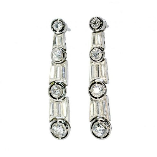 Antique Art Deco 3ct Diamond Platinum Earrings