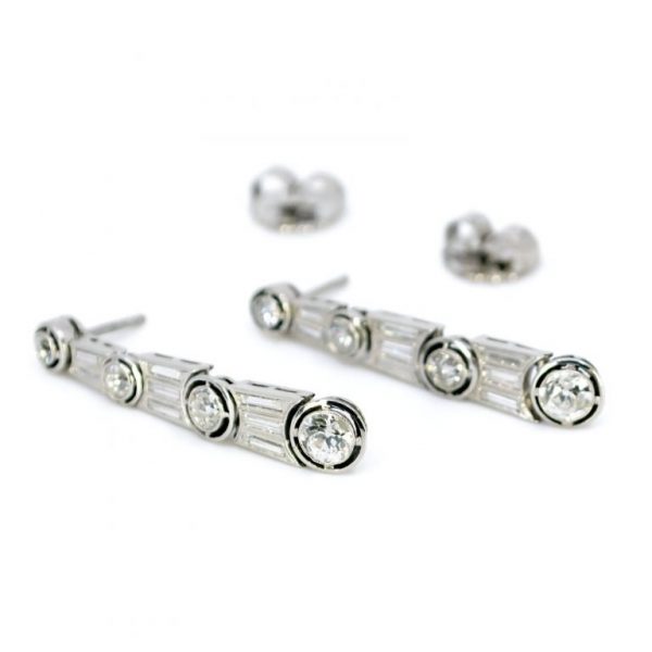 Antique Art Deco 3ct Diamond Platinum Earrings