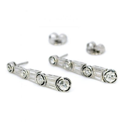 Antique Art Deco 3ct Diamond Platinum Earrings