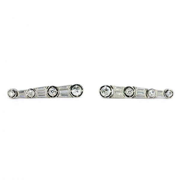 Antique Art Deco 3ct Diamond Platinum Earrings