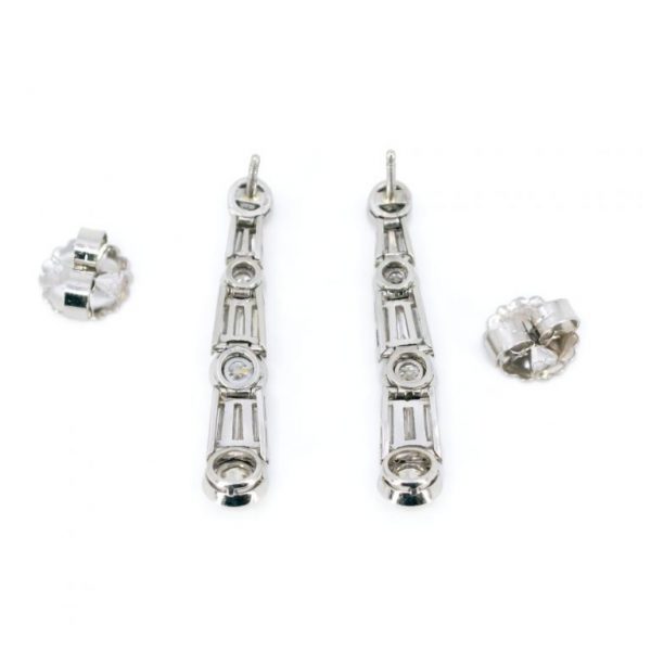 Antique Art Deco 3ct Diamond Platinum Earrings