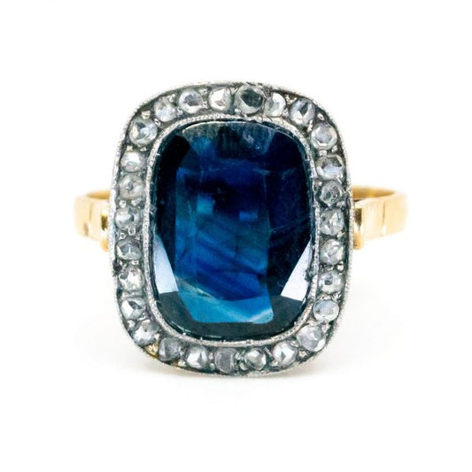 Antique Art Deco 4ct Sapphire and Diamond Ring