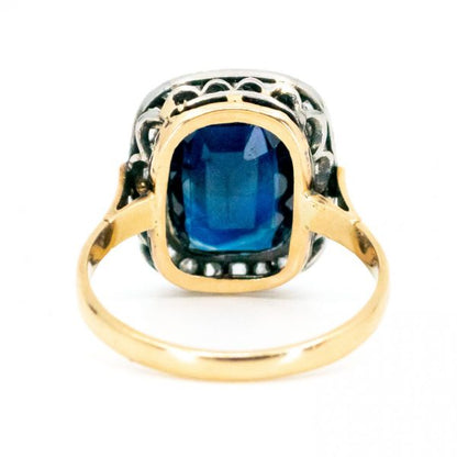 Antique Art Deco 4ct Sapphire and Diamond Ring
