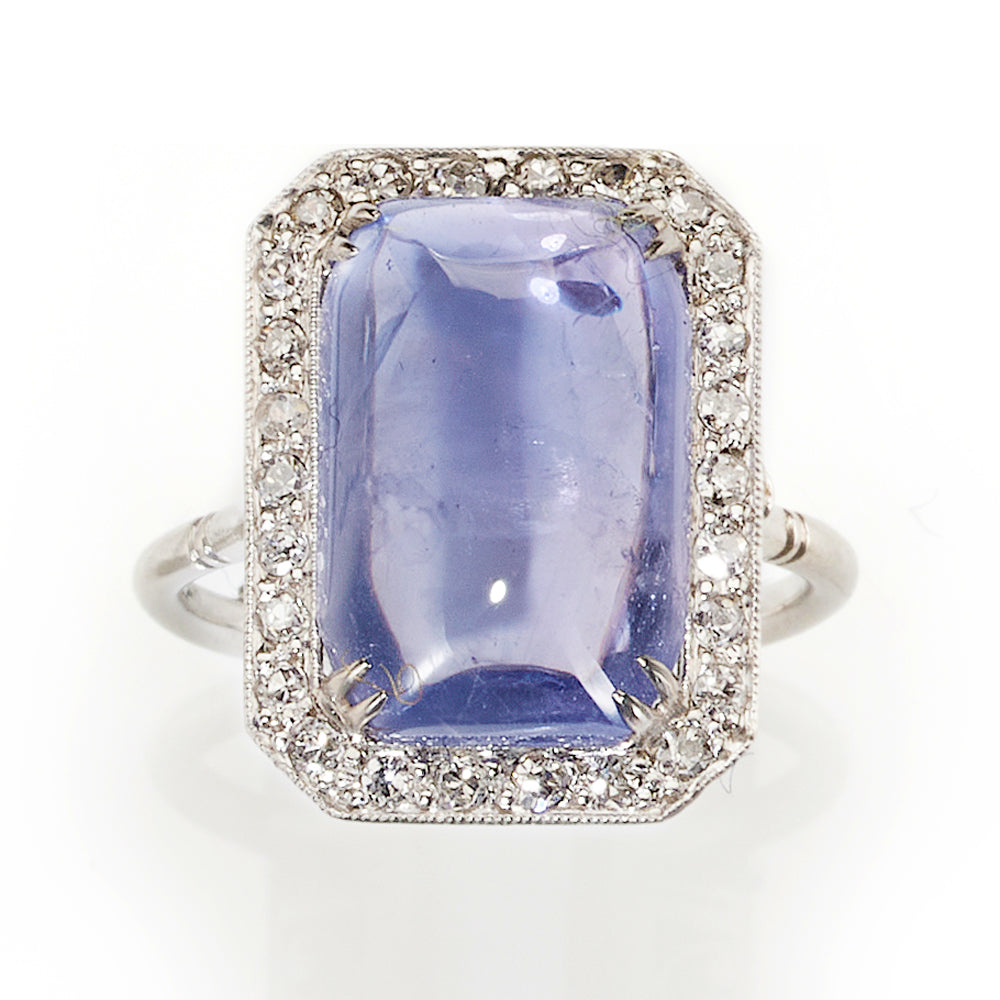 Antique Art Deco 8ct Sapphire and Diamond Cluster Ring