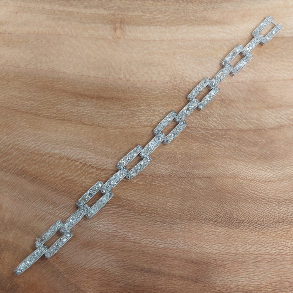 Antique Art Deco 8cts Old Mine Cut Diamond Bracelet
