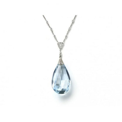 Antique Art Deco Aquamarine & Diamond Pendant