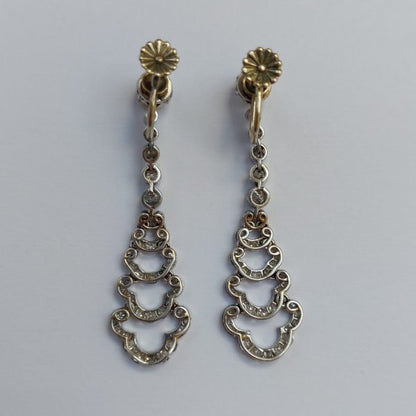 Antique Art Deco Diamond Cloud Drop Earrings
