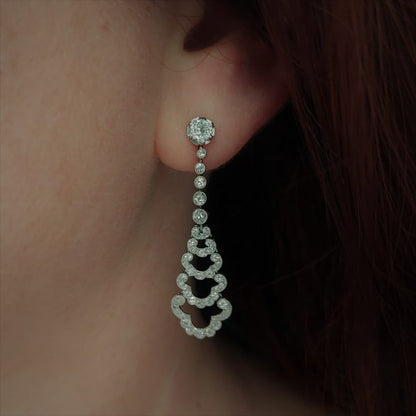 Antique Art Deco Diamond Cloud Drop Earrings