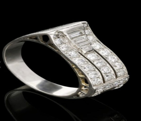 Antique Art Deco Diamond Platinum Cocktail Ring