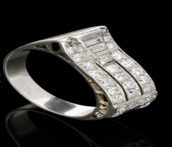 Antique Art Deco Diamond Platinum Cocktail Ring