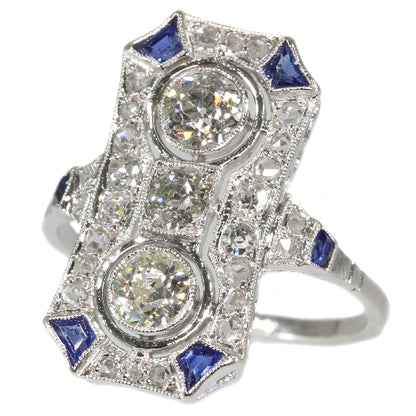 Antique Art Deco Diamond Sapphire Platinum Ring