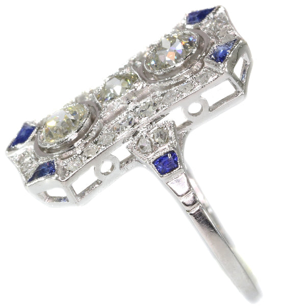 Antique Art Deco Diamond Sapphire Platinum Ring
