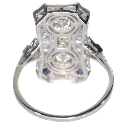 Antique Art Deco Diamond Sapphire Platinum Ring