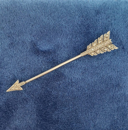 Antique Art Deco Diamond Set Arrow Jabot Brooch