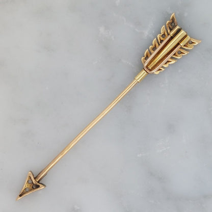 Antique Art Deco Diamond Set Arrow Jabot Brooch