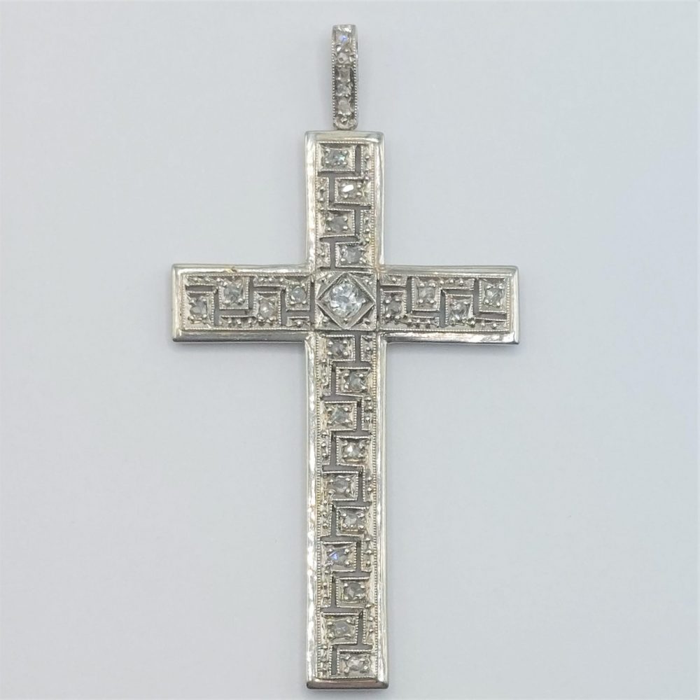 Antique Art Deco Diamond Set Cross Pendant