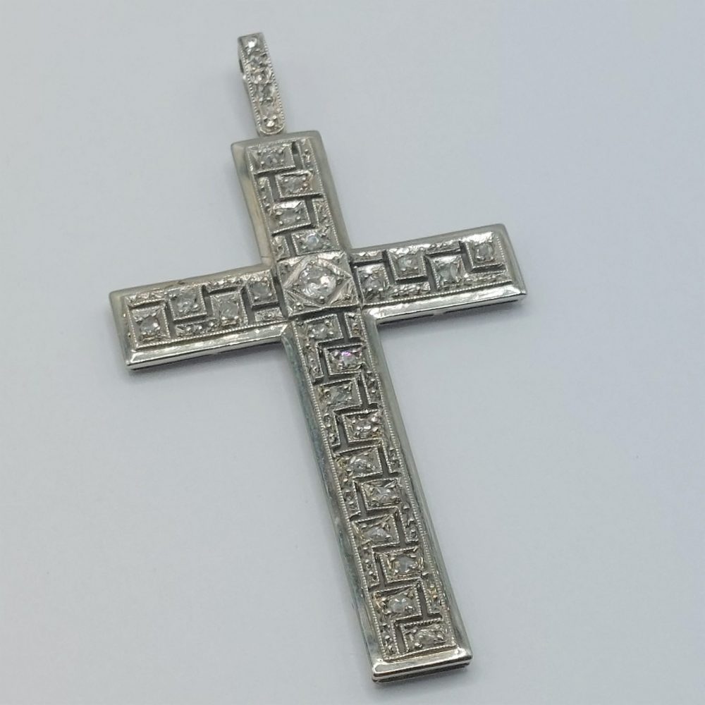 Antique Art Deco Diamond Set Cross Pendant