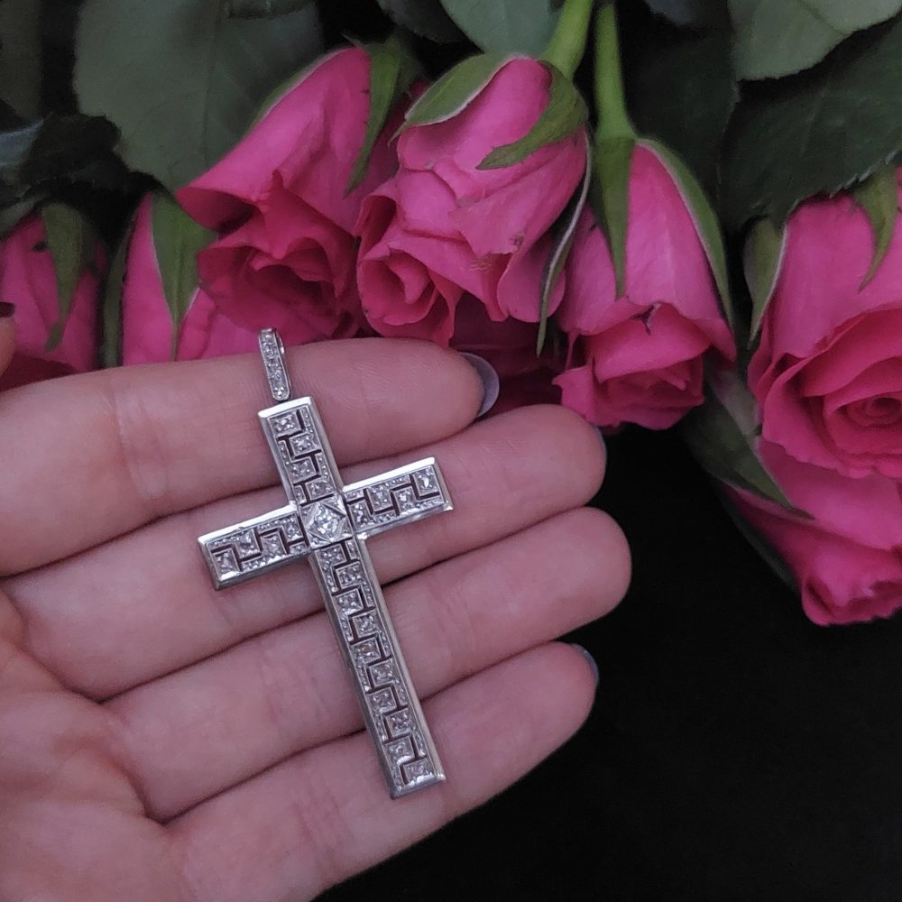 Antique Art Deco Diamond Set Cross Pendant