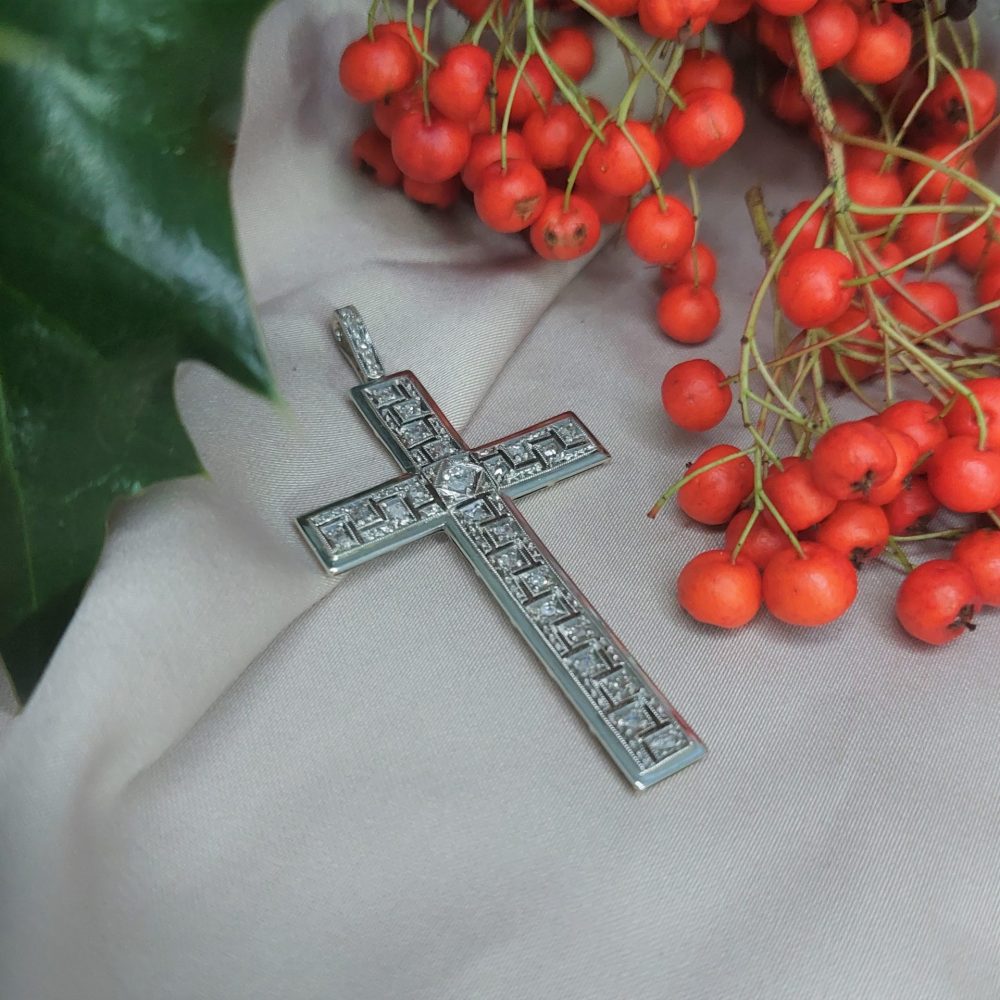Antique Art Deco Diamond Set Cross Pendant