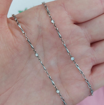 Antique Art Deco Diamond Set Platinum Chain Necklace