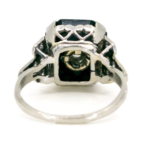 Antique Art Deco Diamond and Onyx Platinum Ring