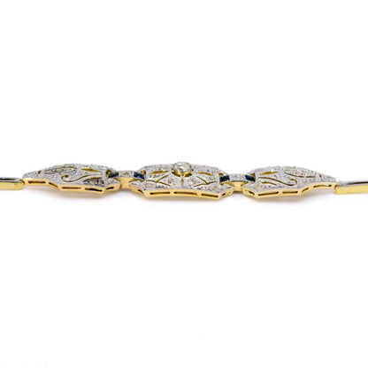 Antique Art Deco Diamond and Sapphire Panel Bracelet