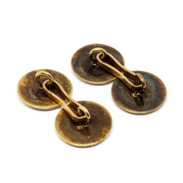 Antique Art Deco Enamel & Rose Cut Diamond Cufflinks