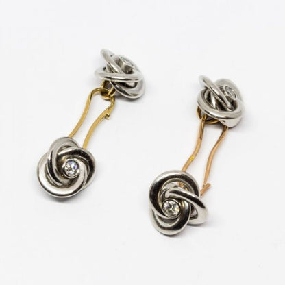 Antique Art Deco French Diamond Gold Platinum Knot Cufflinks