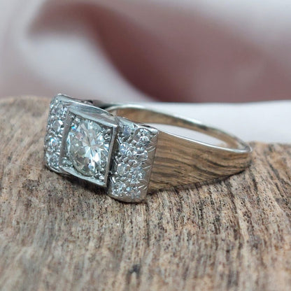 Antique Art Deco French Tablet Diamond Ring