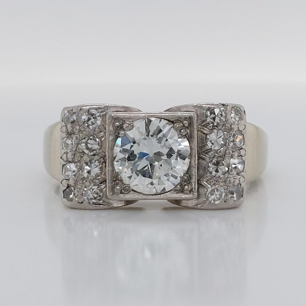 Antique Art Deco French Tablet Diamond Ring