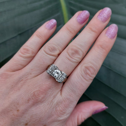 Antique Art Deco French Tablet Diamond Ring