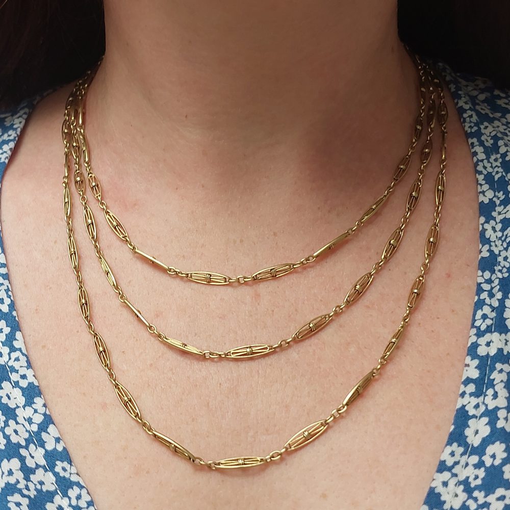 Antique Art Deco Gold Longuard Chain