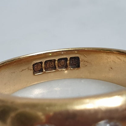 Antique Art Deco Gypsy Set 1ct Diamond Three Stone 18ct Ring