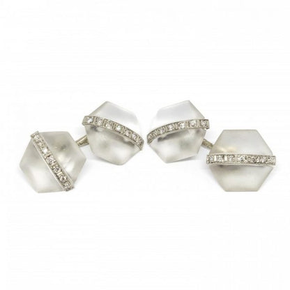 Antique Art Deco J.E. Caldwell Rock Crystal and Diamond Dress Set