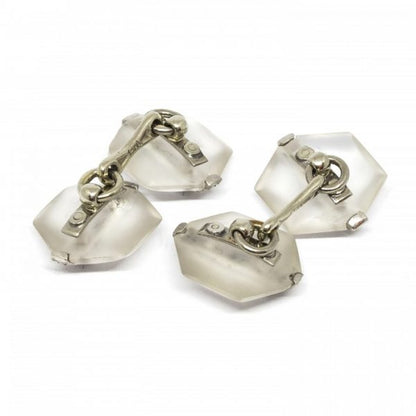 Antique Art Deco J.E. Caldwell Rock Crystal and Diamond Dress Set