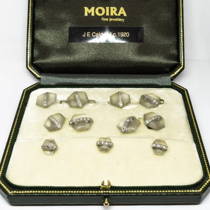 Antique Art Deco J.E. Caldwell Rock Crystal and Diamond Dress Set