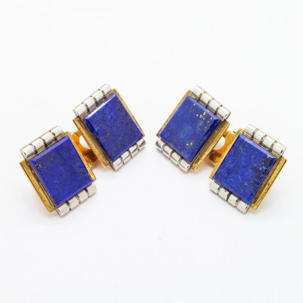 Antique Art Deco Lapis Lazuli Gold Cufflinks