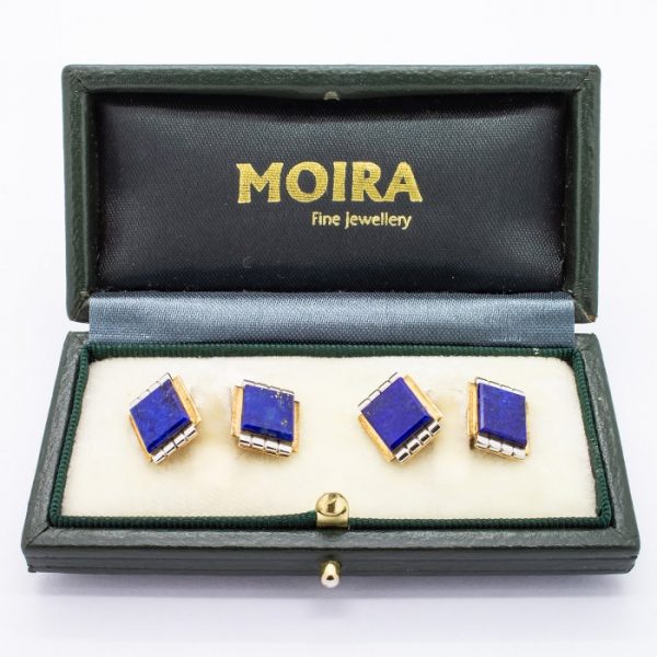 Antique Art Deco Lapis Lazuli Gold Cufflinks