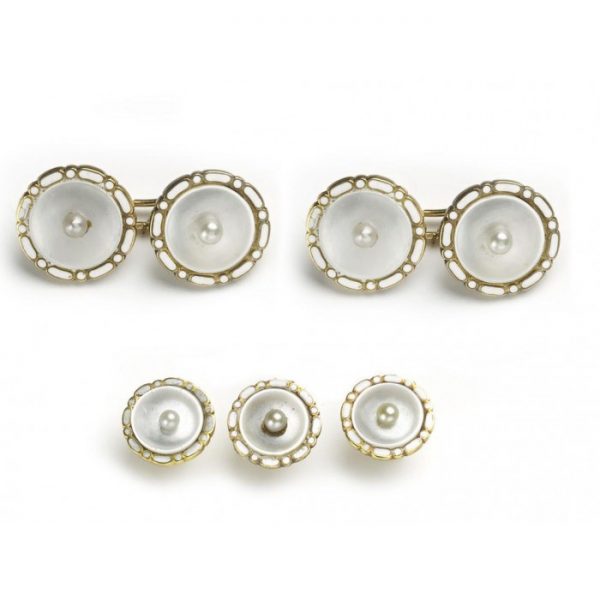 Antique Art Deco Mother of Pearl Gold Dress Se