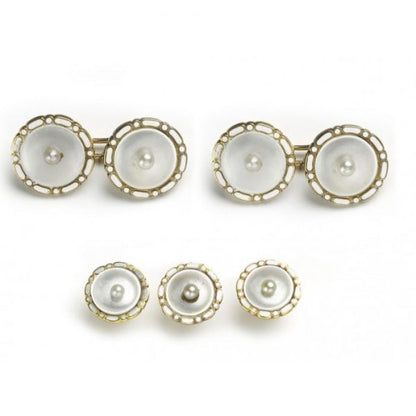 Antique Art Deco Mother of Pearl Gold Dress Se