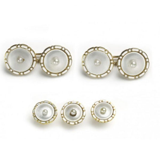 Antique Art Deco Mother of Pearl Gold Dress Se