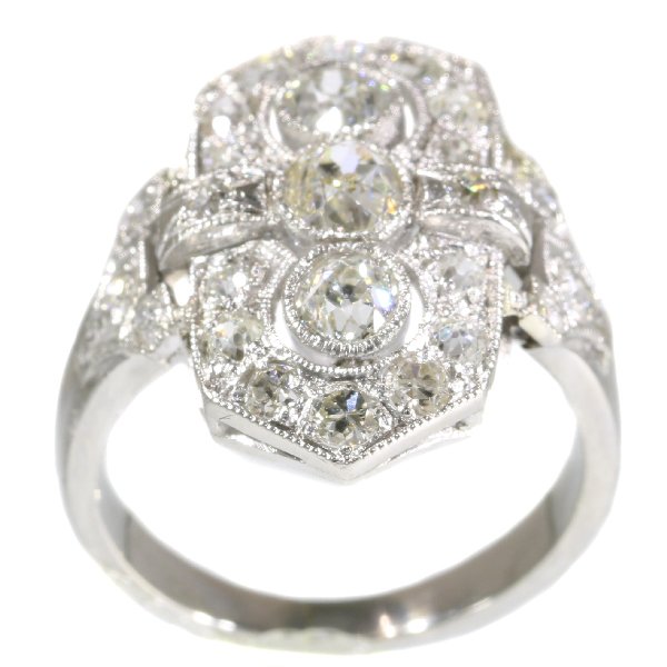 Antique Art Deco Old Brilliant Cut Diamond Platinum Ring