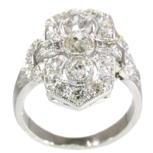 Antique Art Deco Old Brilliant Cut Diamond Platinum Ring
