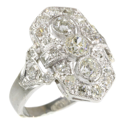 Antique Art Deco Old Brilliant Cut Diamond Platinum Ring