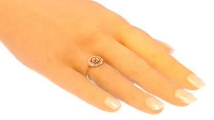 Antique Art Deco Old European Cut Diamond Ruby Ring