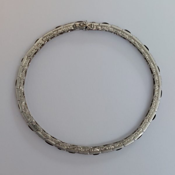 Antique Art Deco Onyx and Diamond Platinum Line Bracelet